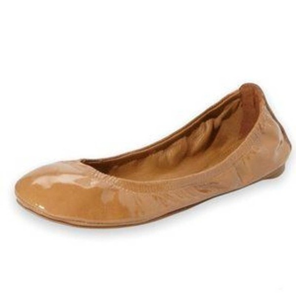 Tory Burch Eddie Ballet Flats Royal Tan Patent Leather Slip On Neutral Size 7 - Picture 1 of 12
